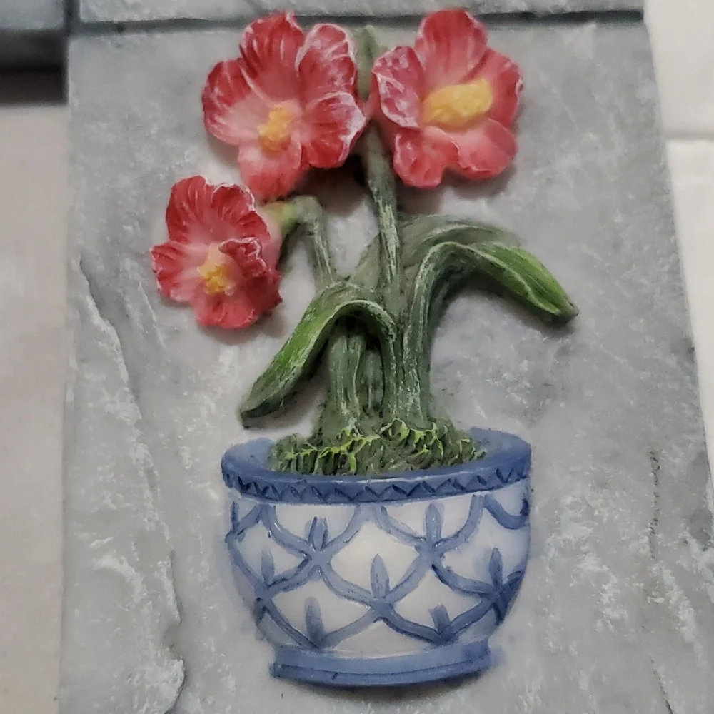Floral Frame Richesco Intricate 3D Sculpted Flowers Gray Square Spring Garden